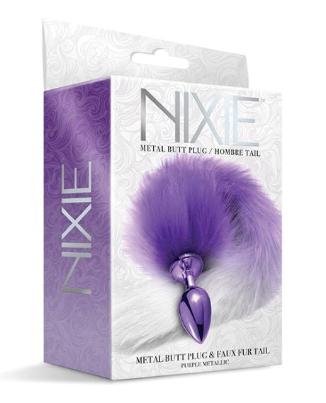 Nixie Metal Plug with Ombre Tail Medium Purple Metallic