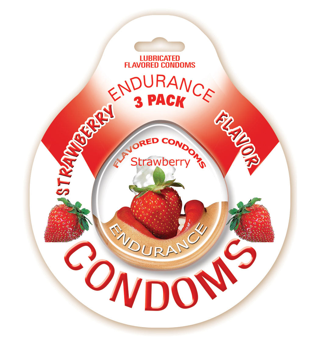 Endurance Flavored 3Pk Condoms-Strawberry
