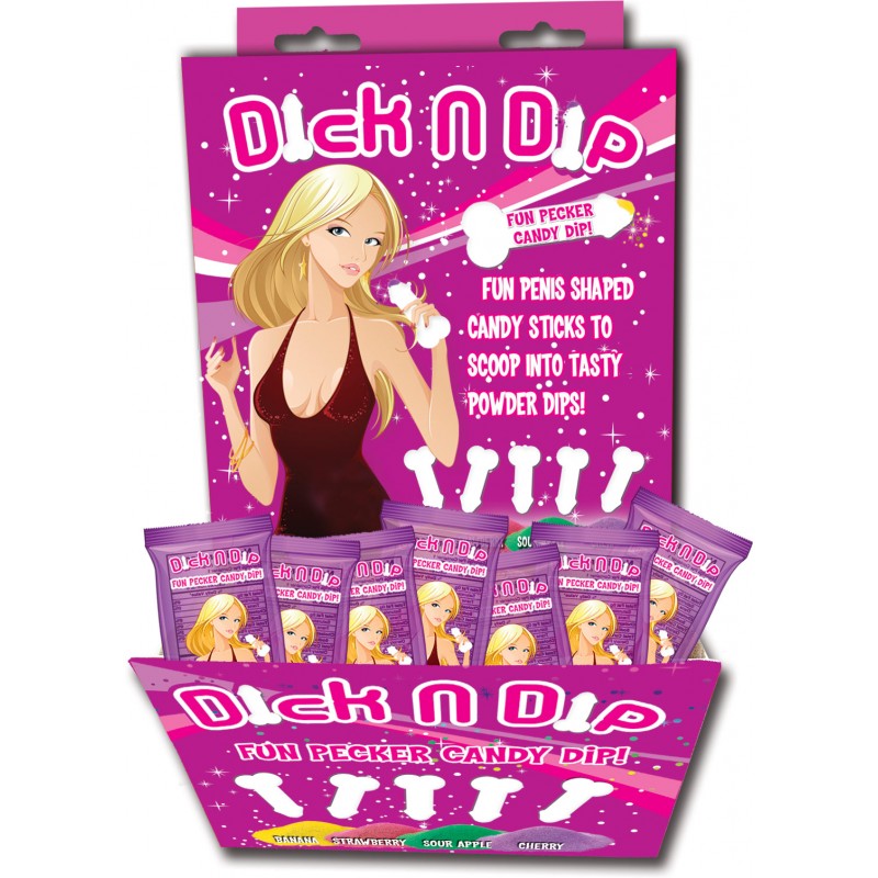 Dick N Dip Pecker Candy Fun Dip Asst Flavors 40Pc Display