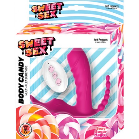 Sweet Sex Body Candy Silicone Toy with Tongue & Beads Magenta