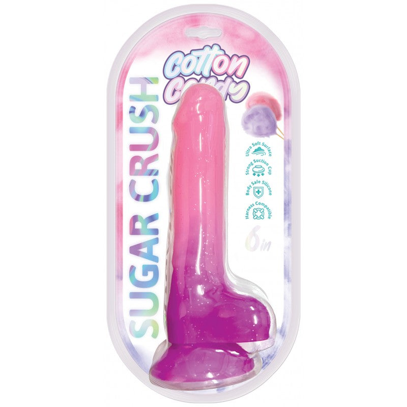 Cotton Candy Sugar Crush Silicone Dildo 6In Pink/Purple