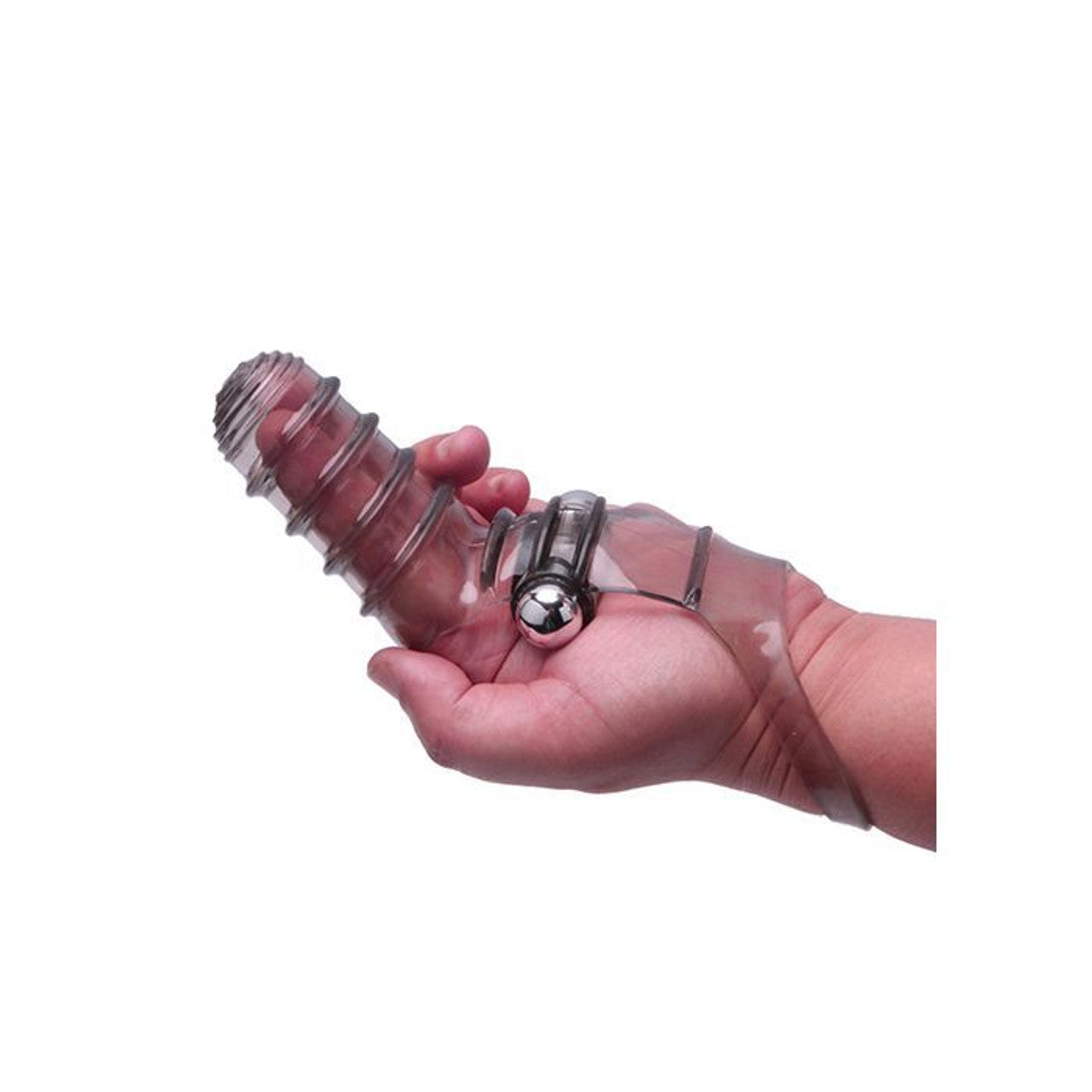The 9'S Vibrofinger Ribbed Finger Massager Grey