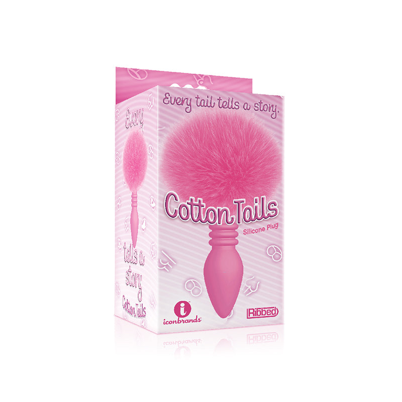 The 9S Cottontails Bunny Tail Butt Plug Ribbed Pink