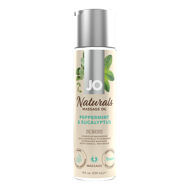 JO Naturals Massage Oil Peppermint & Eucalyptus 4 oz