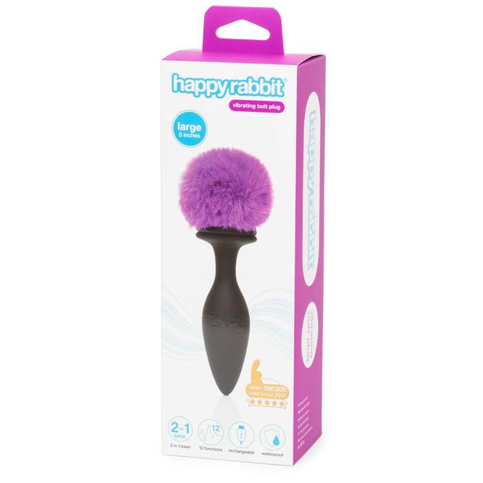 (D) Happy Rabbit Large Vibrati Bunny Tail Butt Plug