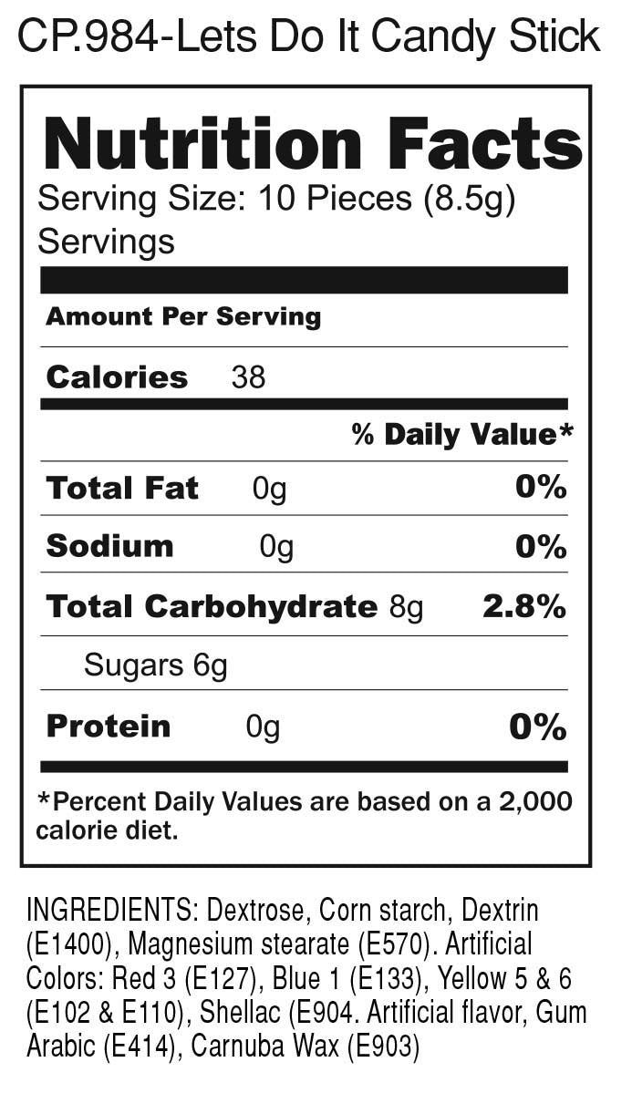 LET'S DO IT CANDY STICK 12 PC DISPLAY