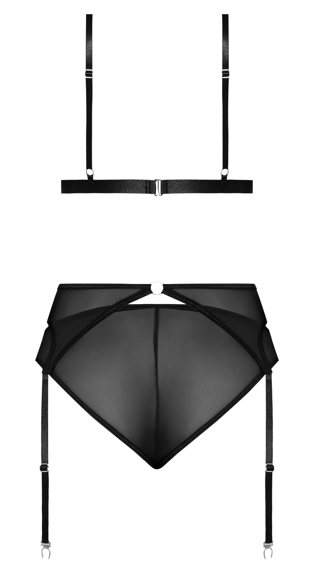 Sassy Bra Garter & Rouched Panty Black 2XL