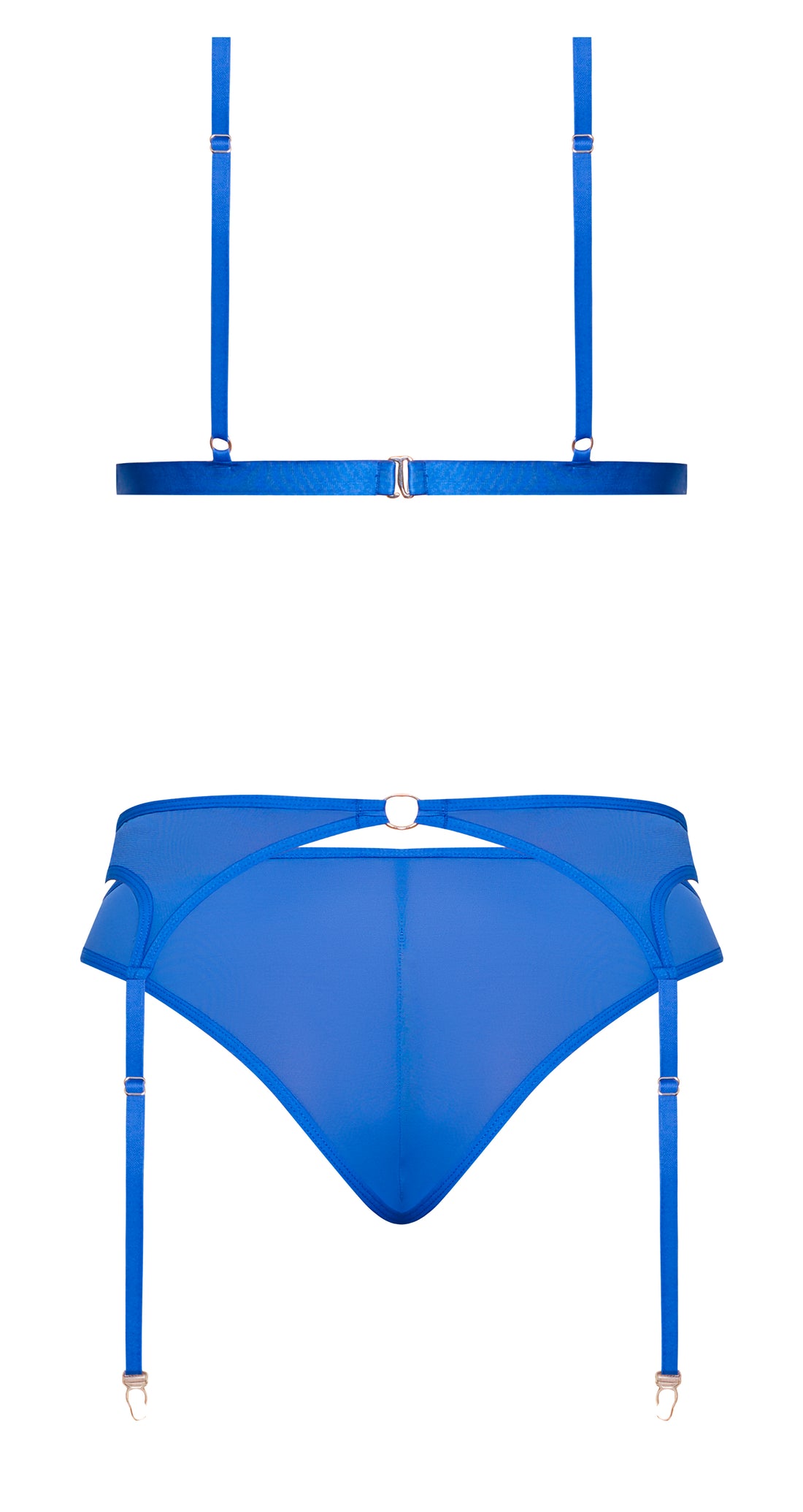 Sassy Bra Garter & Rouched Panty Cobalt 2XL