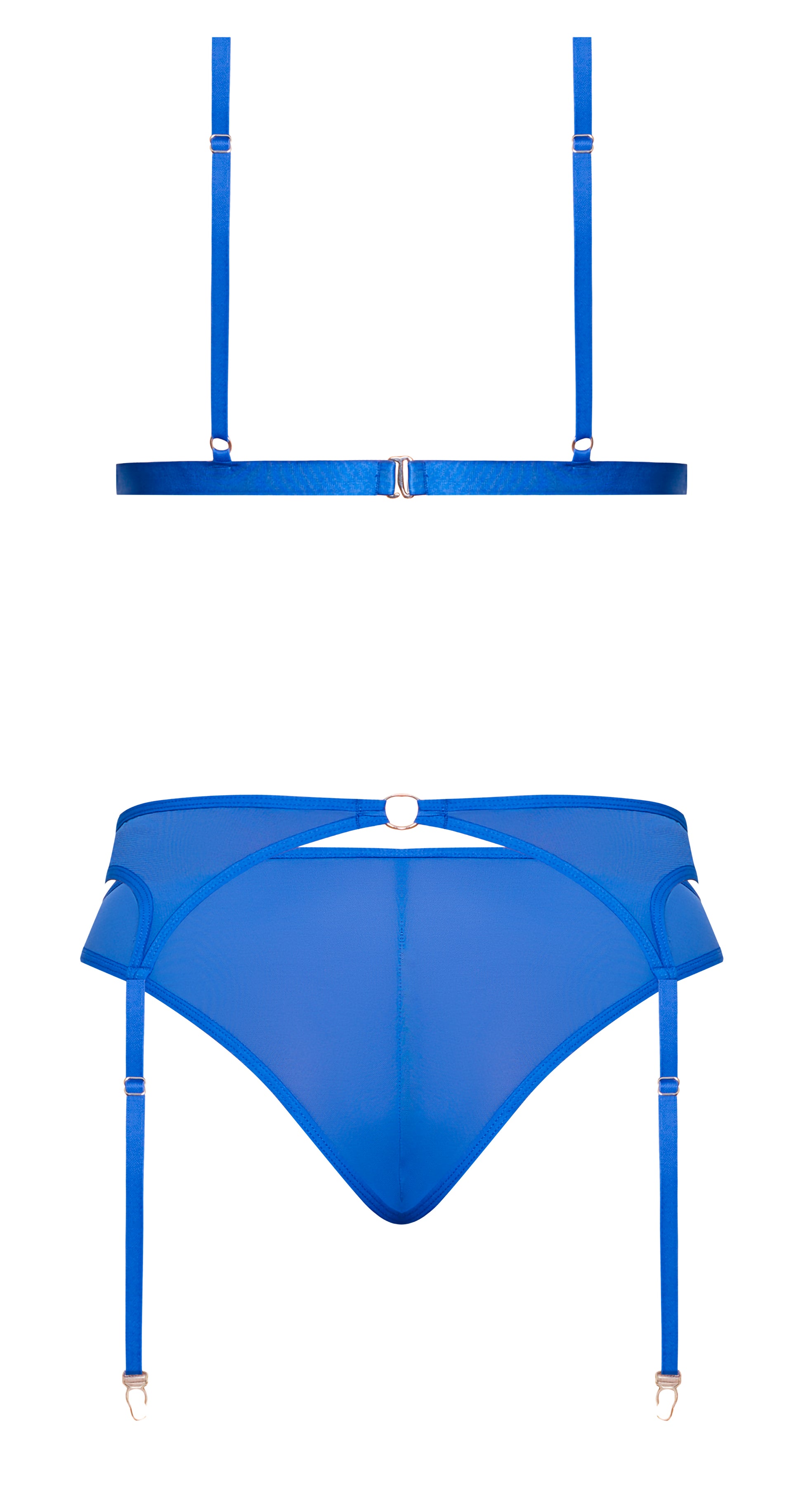 Sassy Bra Garter & Rouched Panty Cobalt 2XL