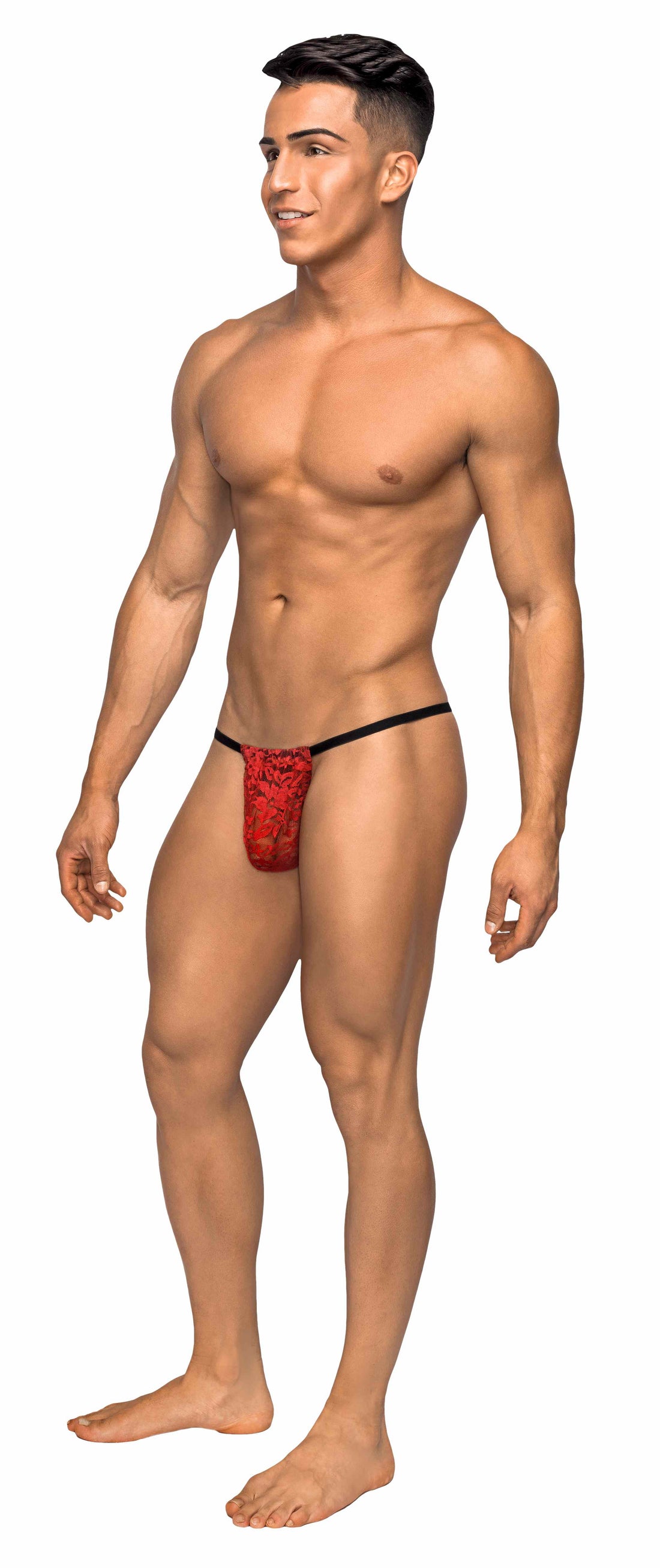 🌹 Male Power Stretch Lace Posing Strap – White | Black | Red (One Size Fits Most) POSING STRAP STRETCH LACE