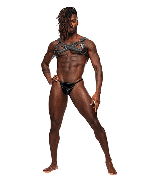 ♍🖤 Male Power Virgo Leather Harness – Black O/S - VIRGO LEATHER HARNESS BLACK O/S