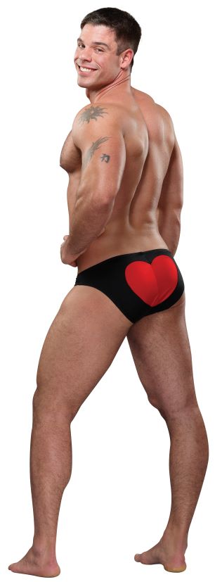 💋 Kiss My Heart Bikini Briefs – Black | Male Power Lingerie - KISS MY HEART BIKINI BLACK O/S