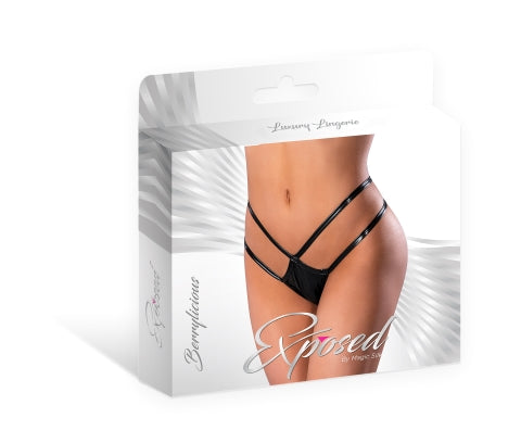 Liquid Onyx Crotchless Panty Black L/XL