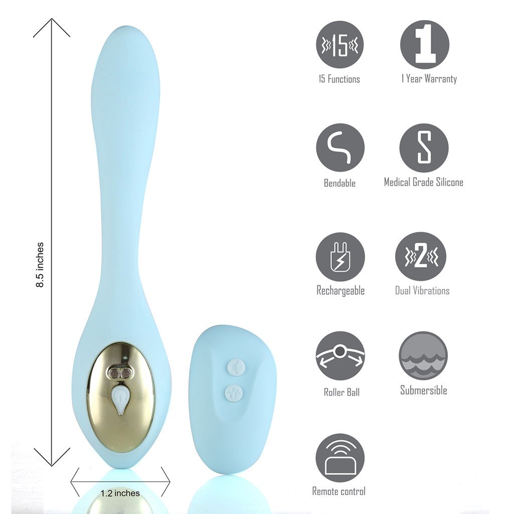 Harmonie Teal Bendable Dual Vibrator with Remote Control