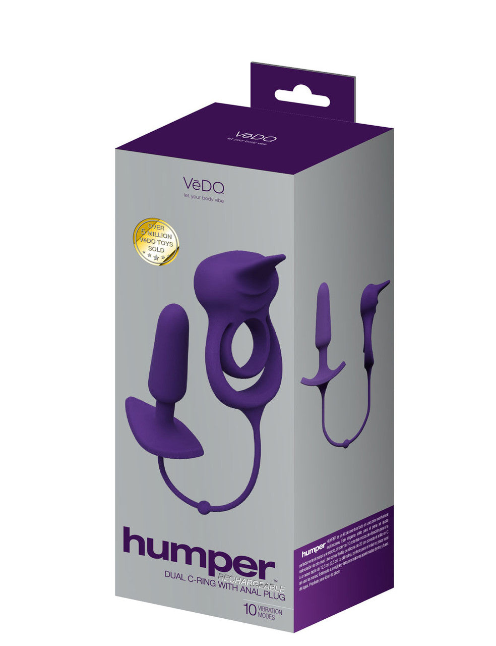 Vedo Humper Recharg/ Dual C-ring W/plug Purple