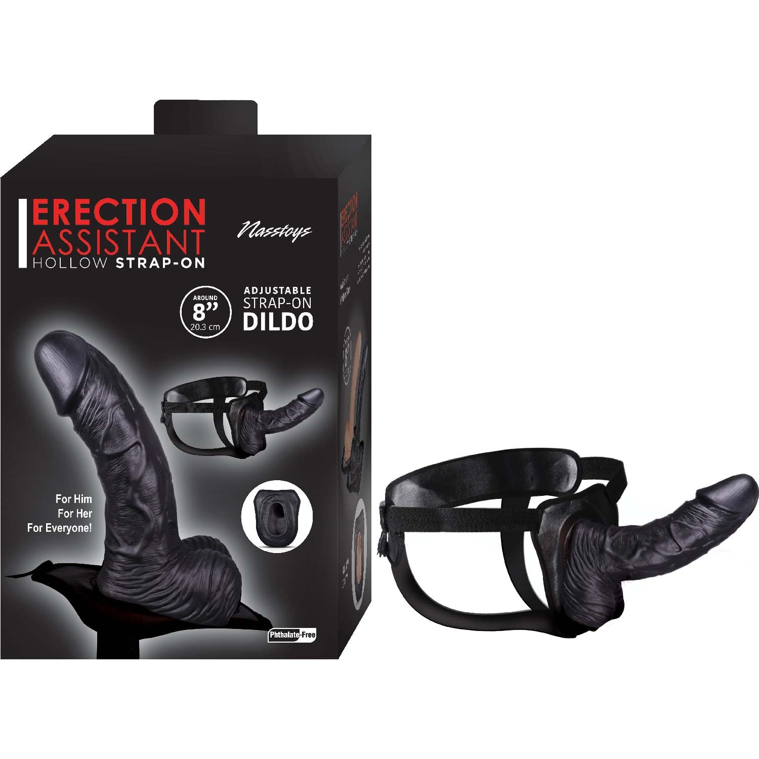 Erection Assistant Hollow Strap-On 8 Black "