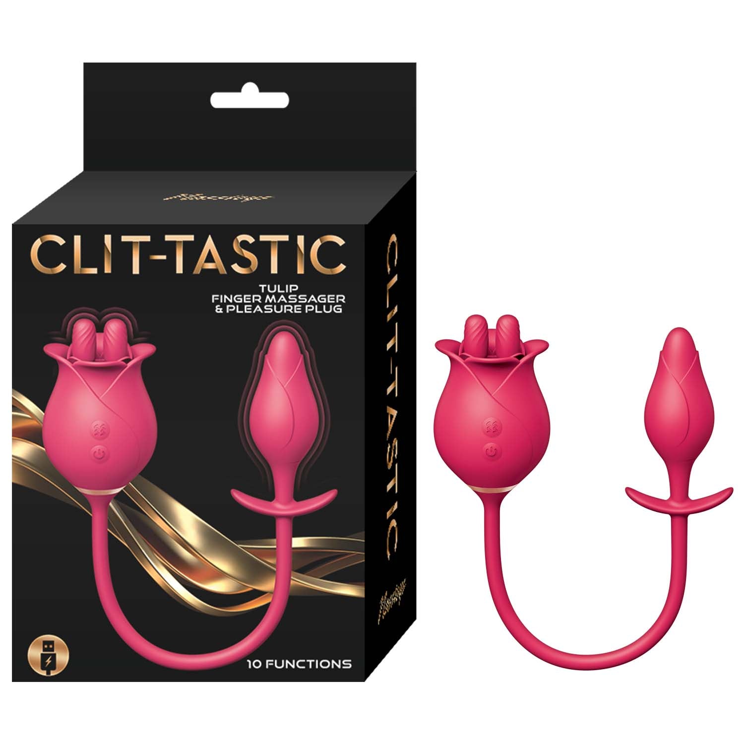 Clit-Tastic Tulip Finger Massager & Plug Red