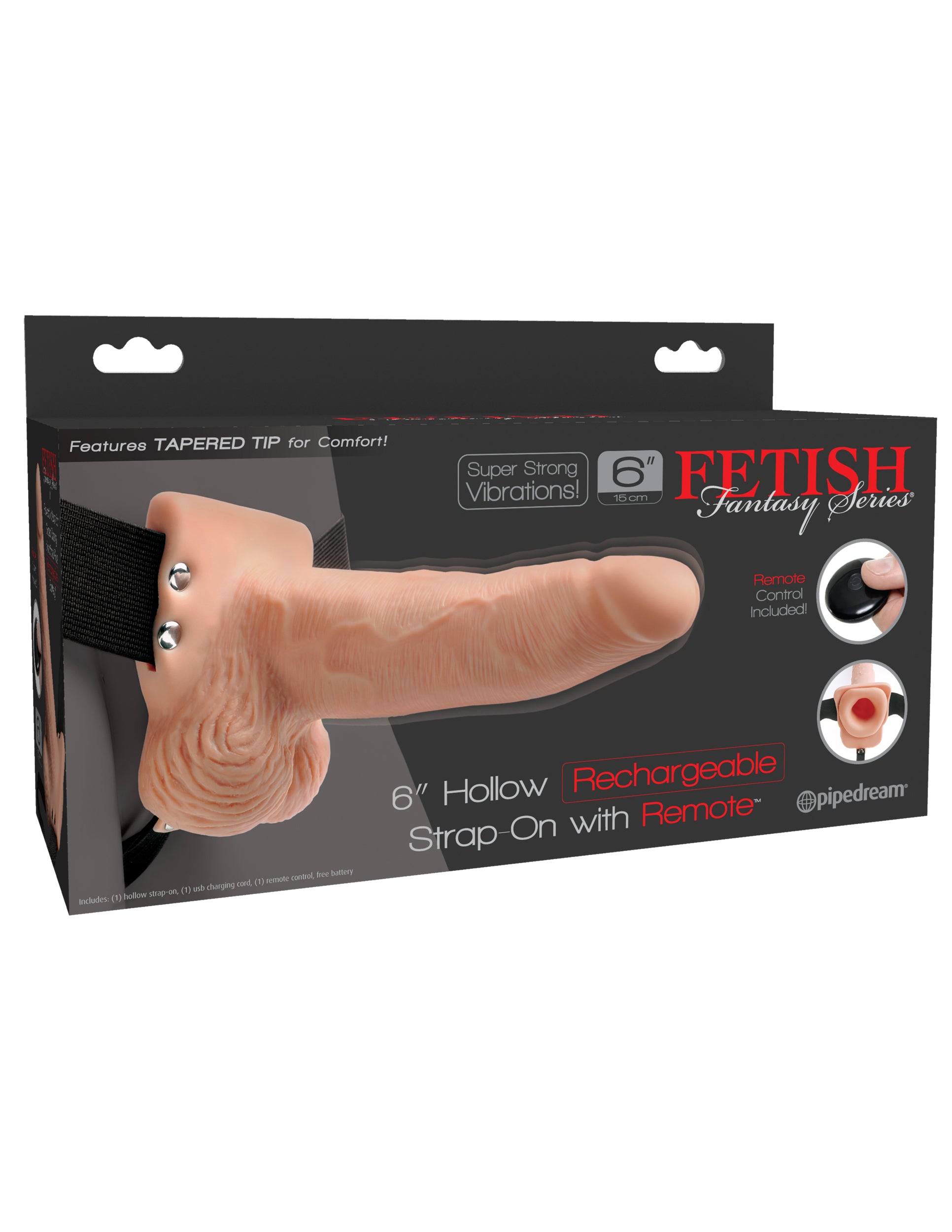 Fetish Fantasy 6 In Hollow Rechargeable Strap-On Remote Flesh