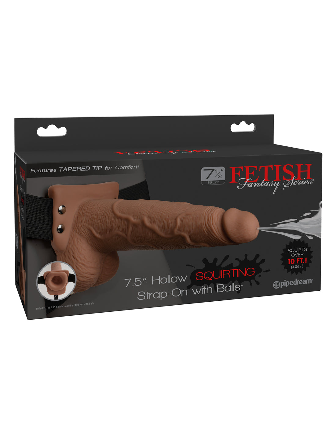 Fetish Fantasy 7.5 In Hollow Squirting Strap-On with Balls Tan