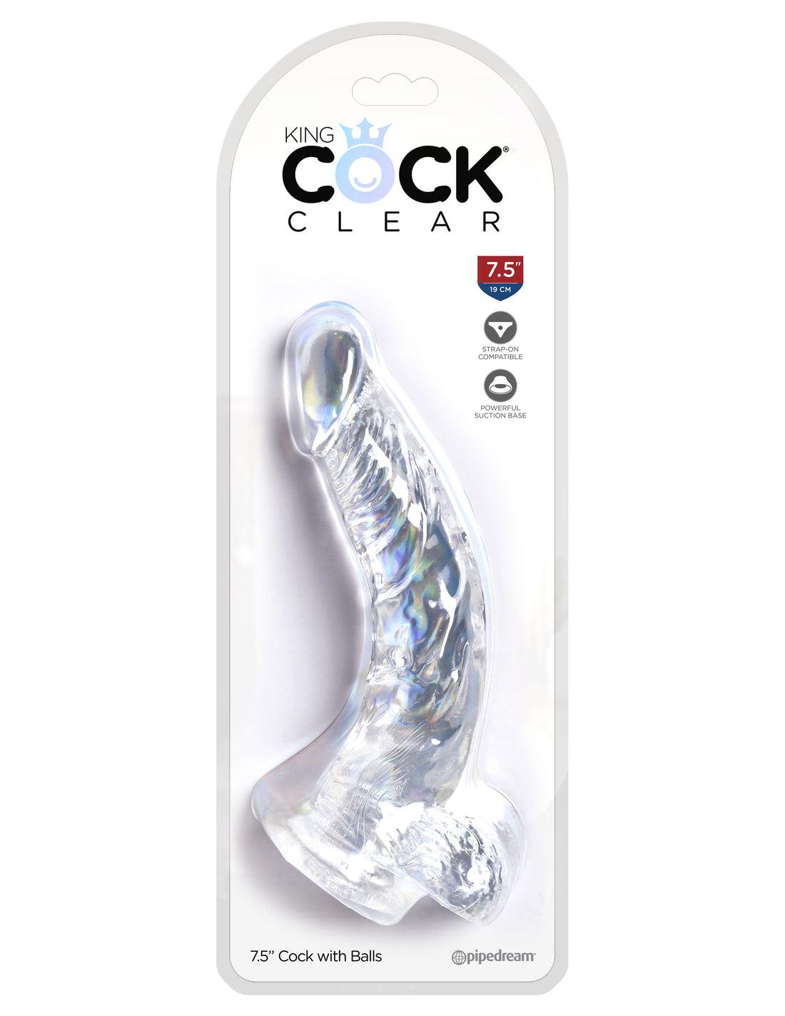 King Cock Clear 7.5 In Cock with Balls