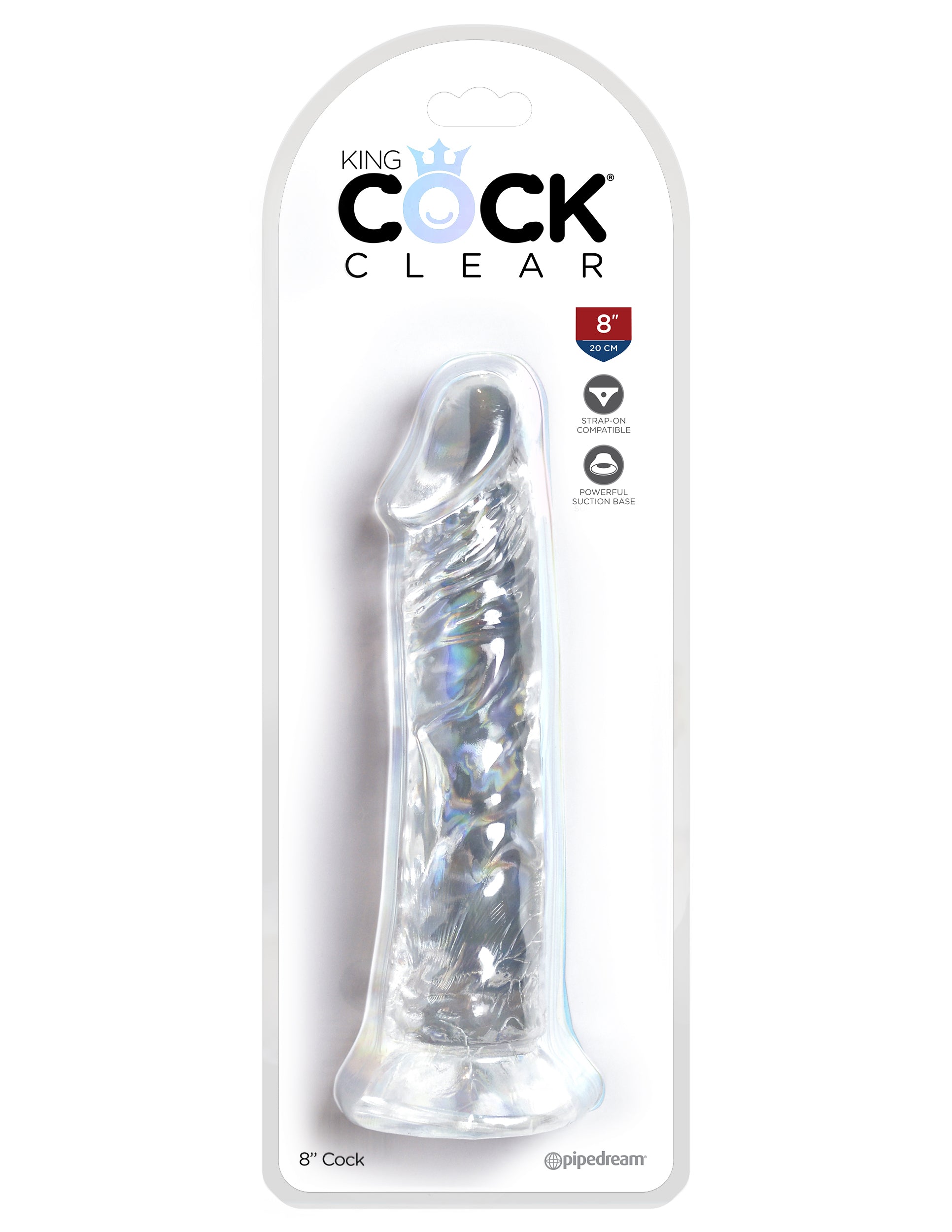 King Cock Clear 8 In Cock W/O Balls