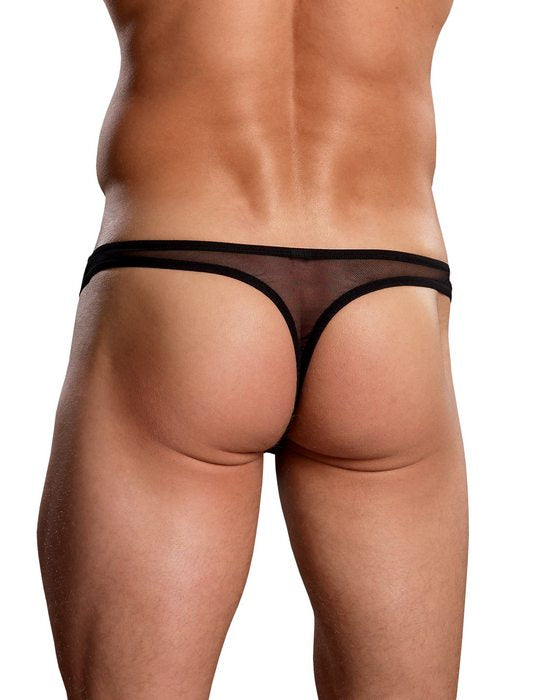 🍑 Euro Male Mesh Thong – Black or White | Male Power Underwear - EURO MALE MESH THONG BLACK S/M