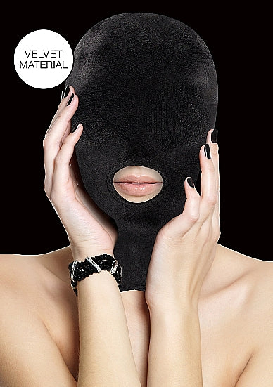 Velvet & Velcro Mask with Mouth Opening Black