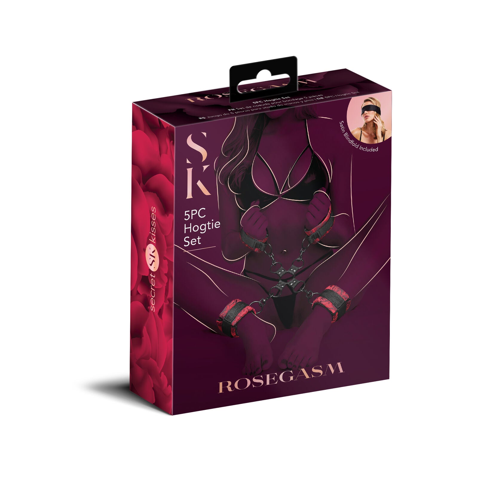 Rosegasm 5Pc Hog Tie Set W/ Blindfold