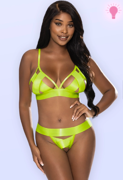 Strap Tease Bra and Crotchless Panty Set