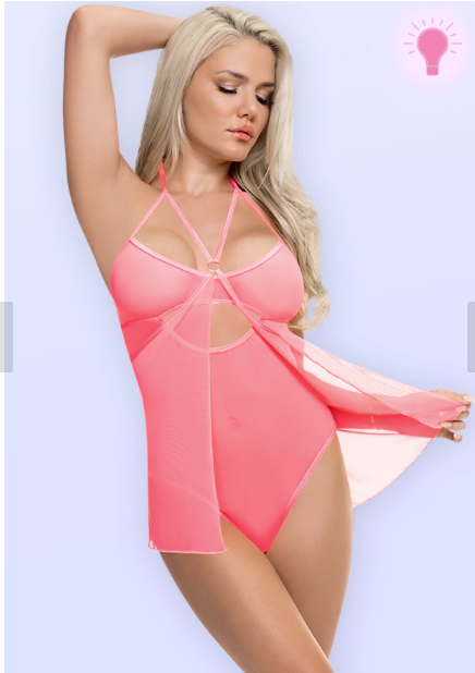 M245 Forever Mesh Crotchless Baby Doll Teddy