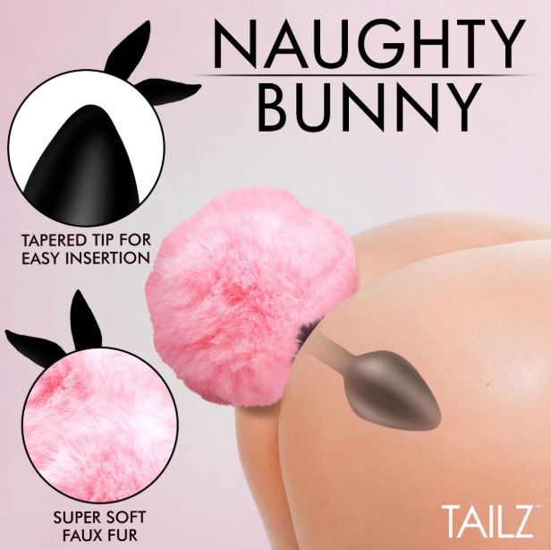 Tailz Fluffy Bunny Tail Silicone Plug Pink