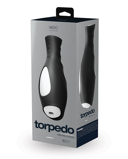 Vedo Torpedo Rechargeable Stroker Just Black with Glow Sleeve