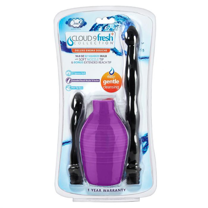Cloud 9 Fresh + Deluxe Anal Enema Douche Kit 10.8 oz Ez Squeeze Bulb W/ Soft Nozzle