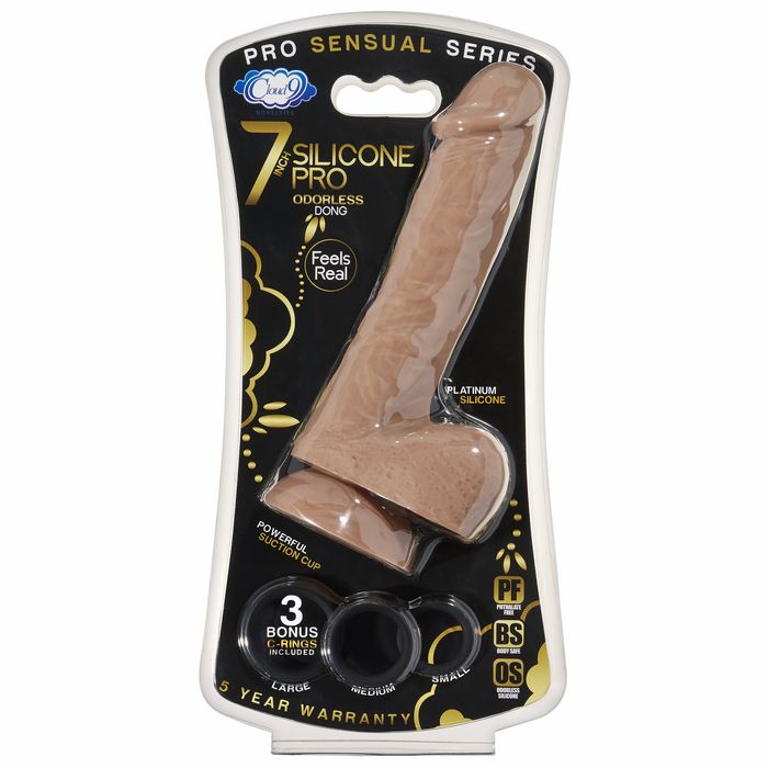 Cloud 9 Pro Sensual 7 Premium Silicone Dong with C Rings Tan "