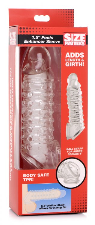 Size Matters 1.5IN Penis Enhancer Sleeve Clear