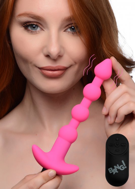 BANG! VIBRATING SILICONE ANAL BEADS & REMOTE PINK