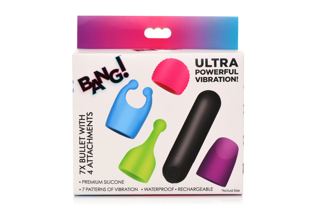 BANG! Rechargeable BULLET with 4 ATTACHMENTS