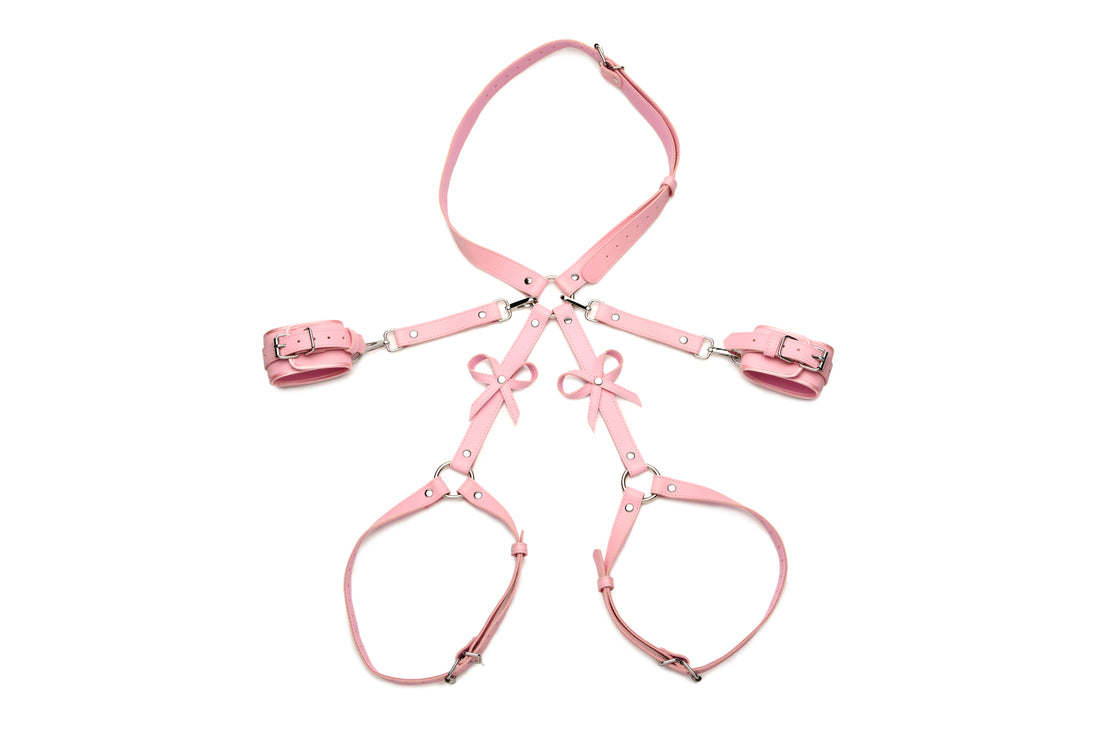 STRICT BONDAGE HARNESS with BOWS PINK XL/2XL