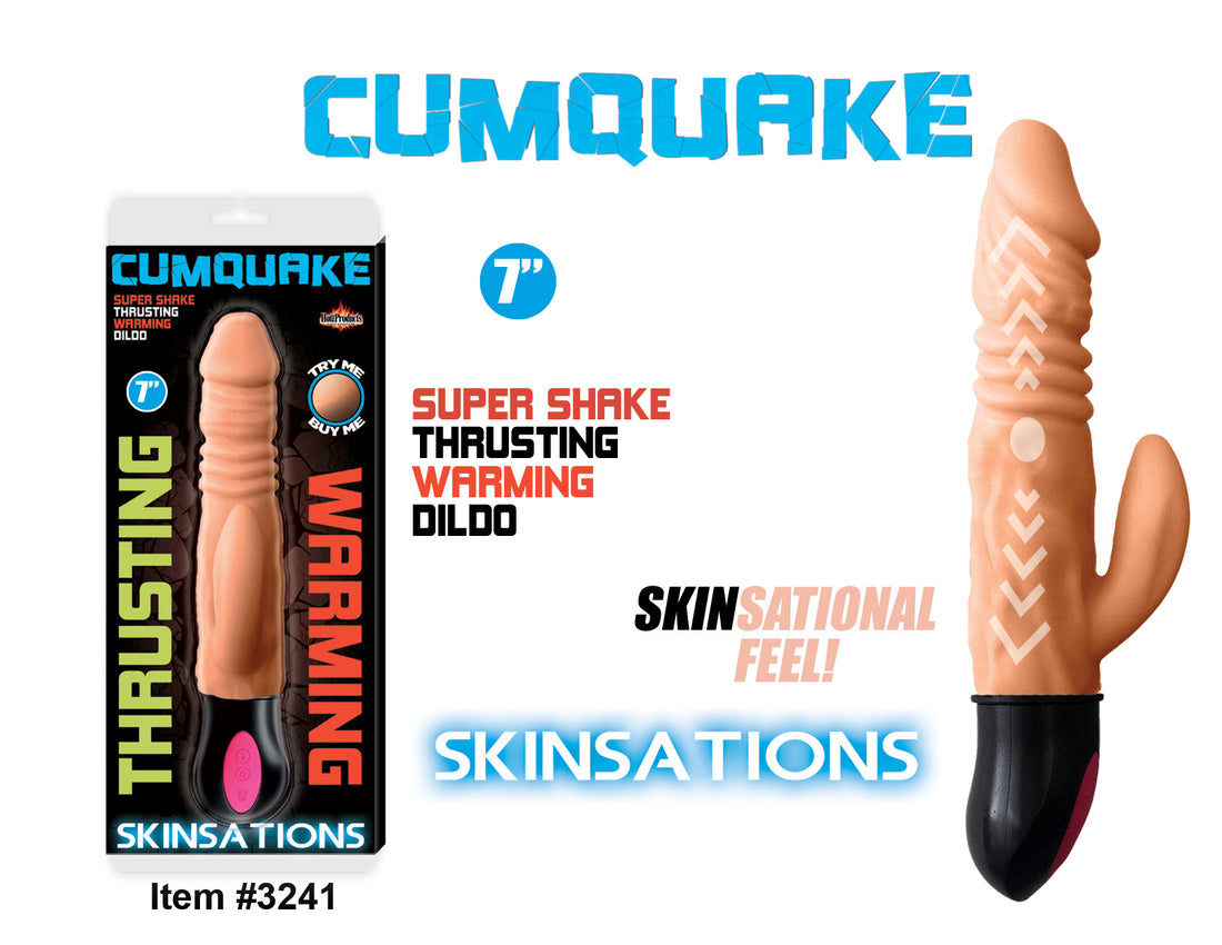 Skinsations Cum Quake Warming Dildo W/Clit Stimulator
