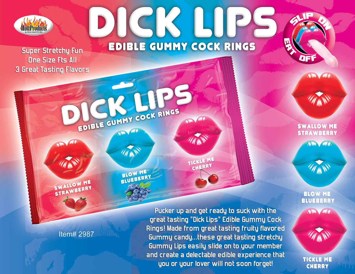 Dick Lips Gummy Cock Ring 3Pk