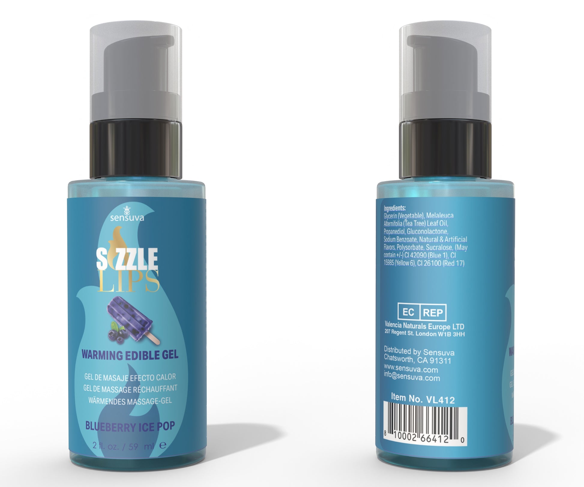 Sizzle Lips Warming Gel Blueberry Ice Pop 2 oz