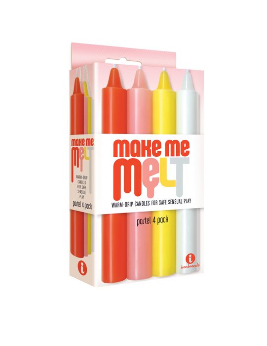 The 9'S Make Me Melt Sensual Warm-Drip Candles 4Pk Pastel