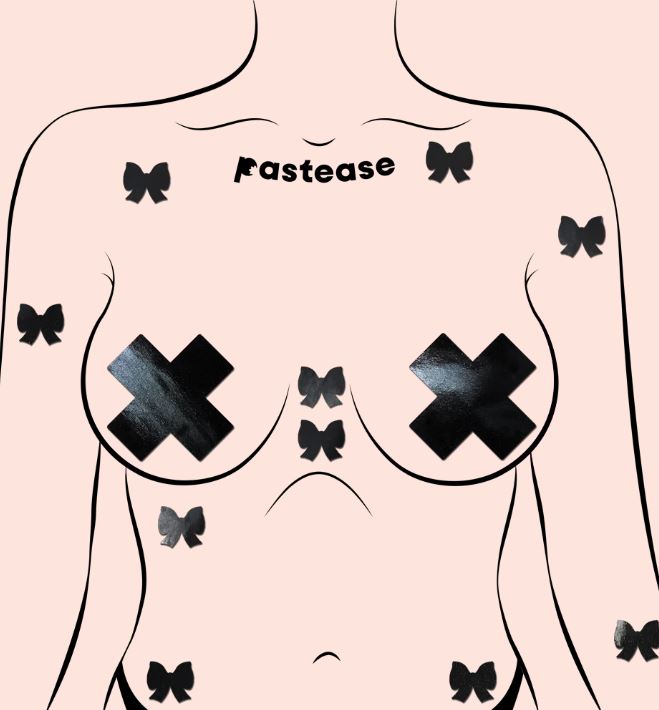 Mini Body Pasties 10Pk Faux Pleather Black