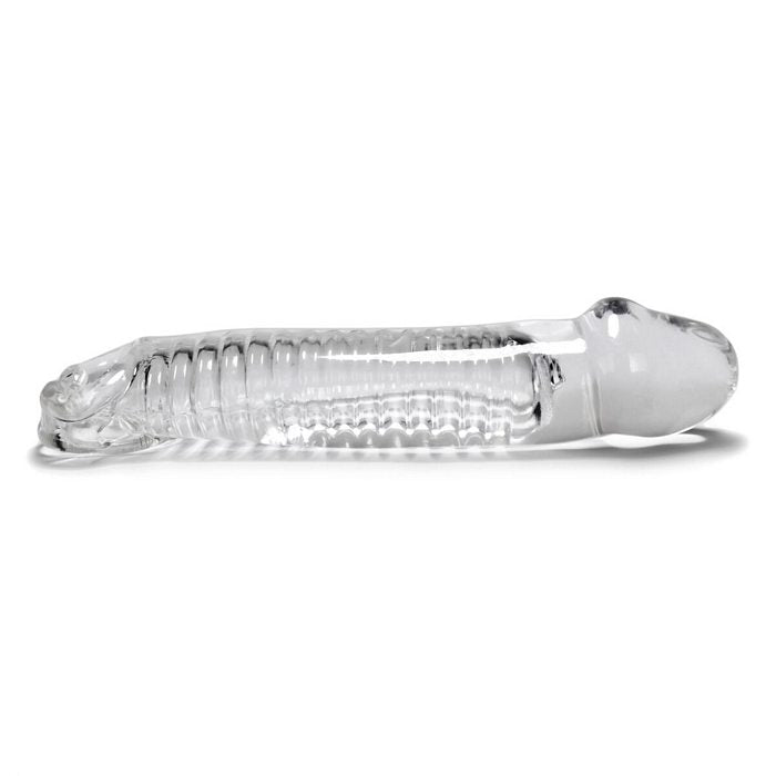 Muscle Smooth Cocksheath W/Length Inset Oxballs Clear (Net)