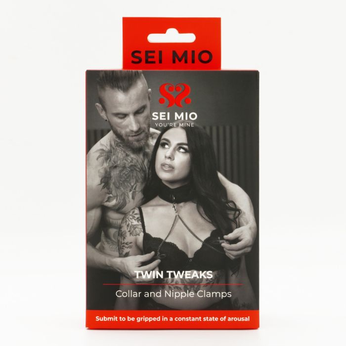 Sei Mio Twin Tweaks Velvet Collar With Nipple Clamps