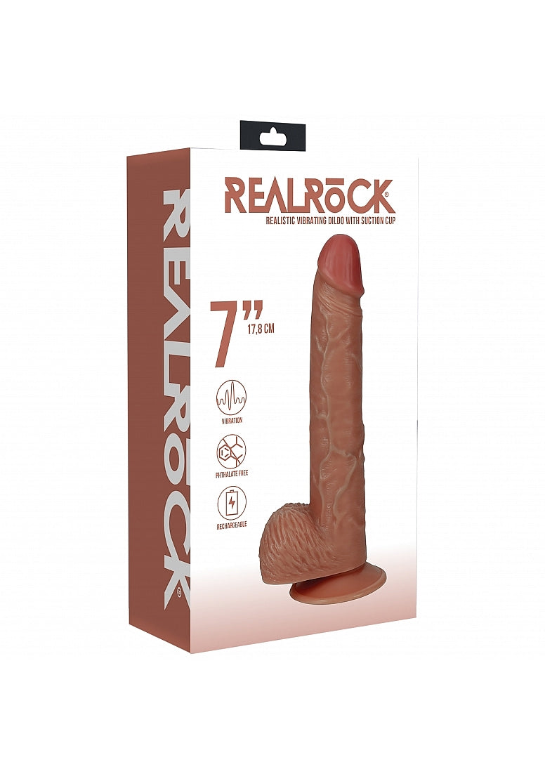 Realrock 7In Cock W/Balls R/Straight Tan