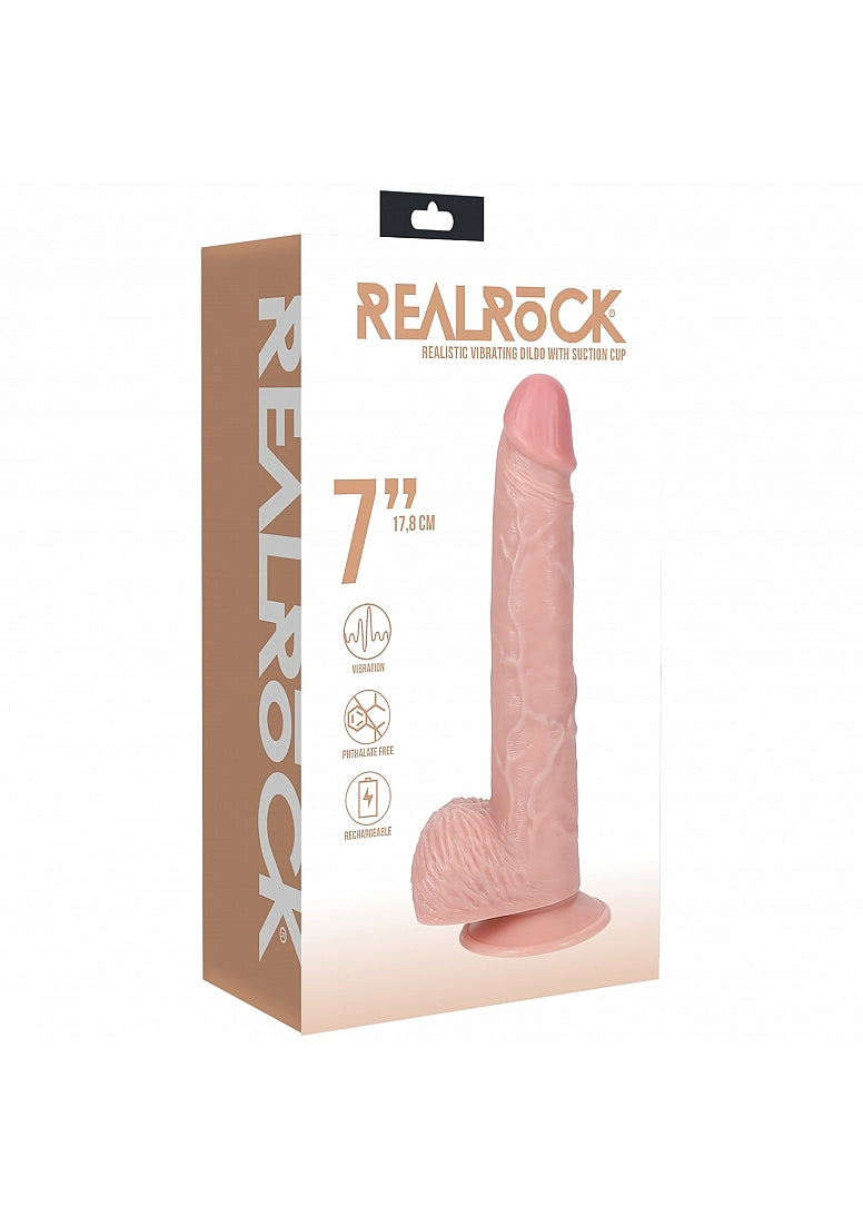 Realrock 7In Cock W/Balls R/Straight Flesh