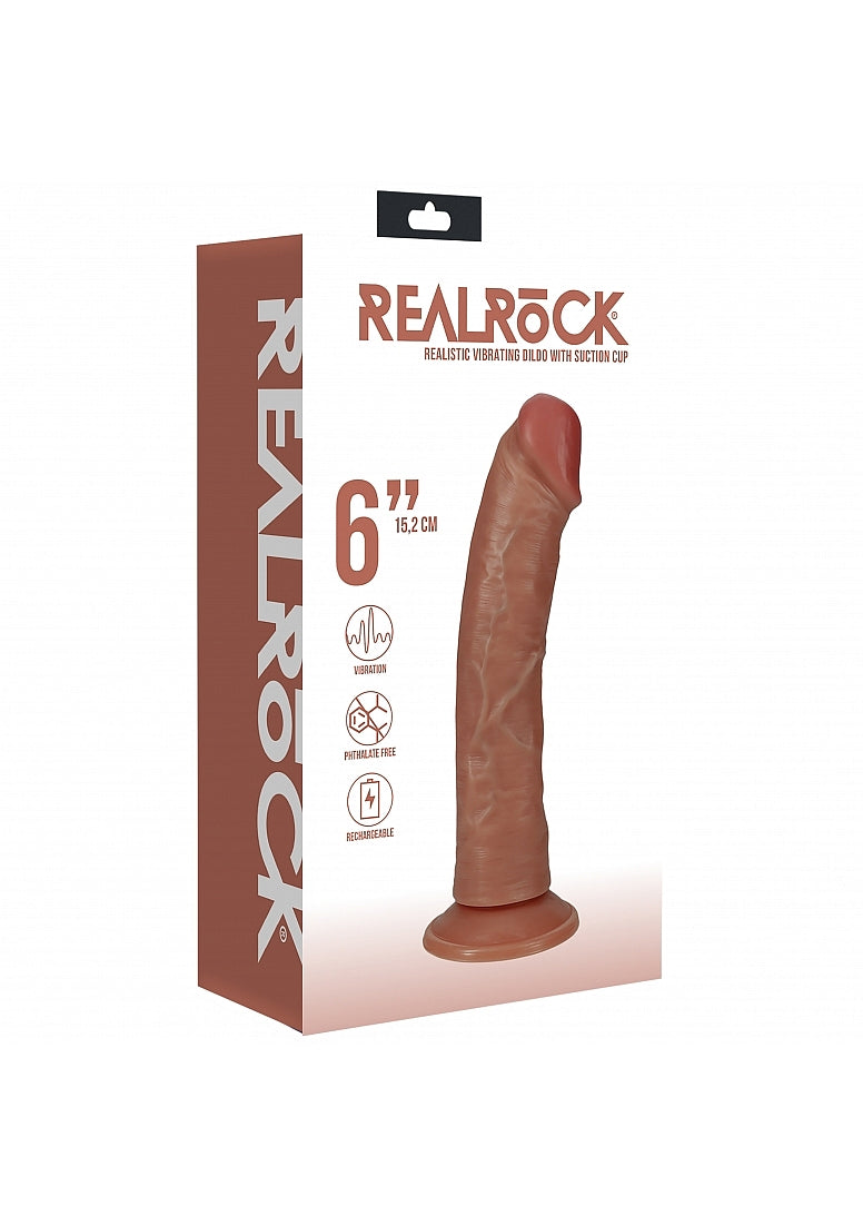 Realrock 6In Vibrating Cock R/Curve Tan