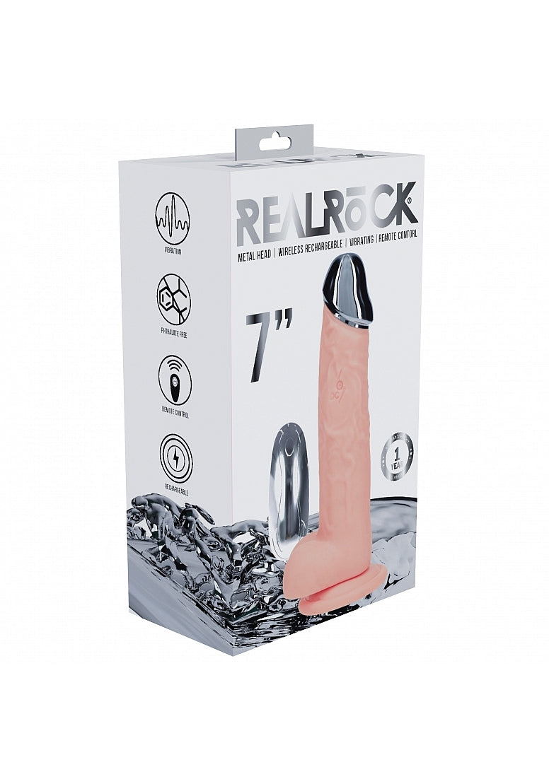 Realrock Wireless Rechargeable Metalhead Regular Straight 7In W/Balls