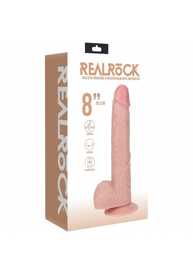 Realrock 8In Vibrating Rotating Cock W/Balls